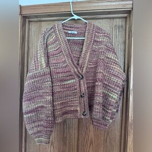 Space-dyed Waller crop cardigan from Madewell, size XL, multicolor, EUC